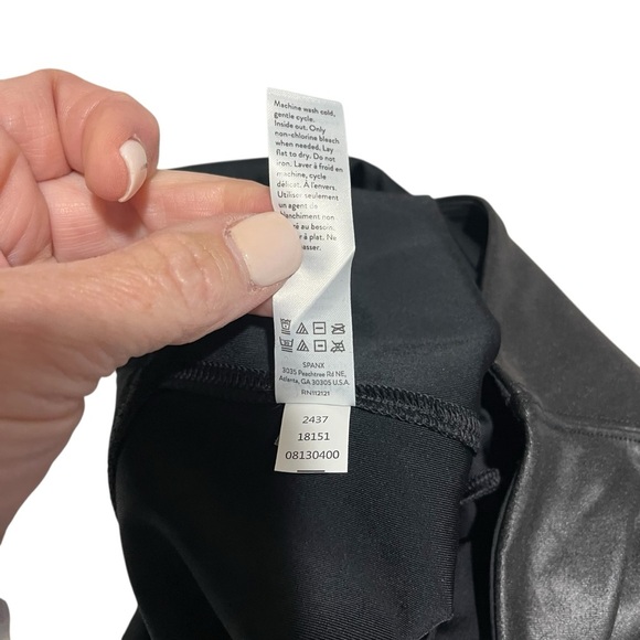 SPANX Faux Leather Leggings Black Size Medium High-Waisted - Picture 9 of 10